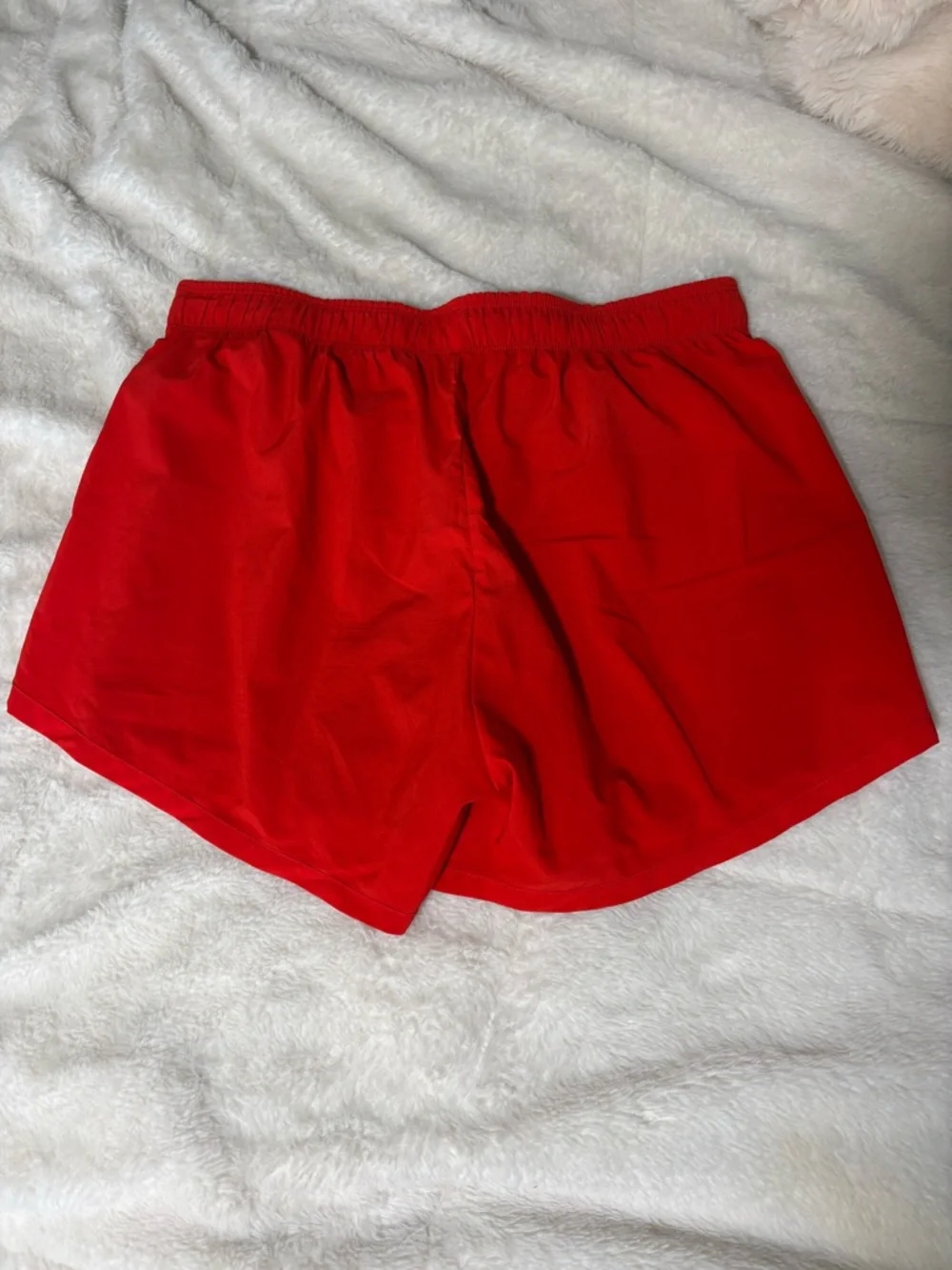 Nike Women's Red Athletic Running Shorts with White Swoosh - Picture 2 of 5